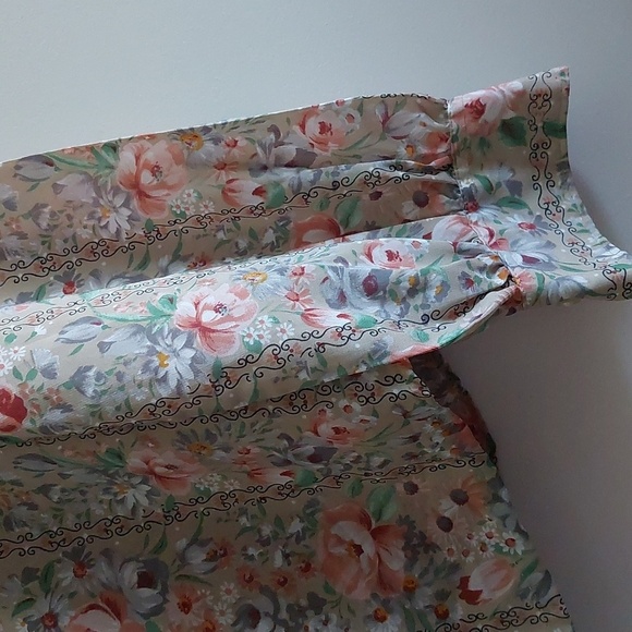 Vintage Bohemian Floral Button Front Blouse Western Festival Victorian 11/12 M/L - Picture 4 of 7